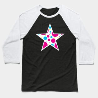 Multicolor Polka Dot White Star Baseball T-Shirt